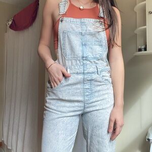 Women's Striped Denim Overalls